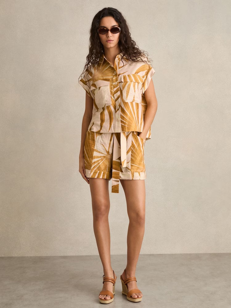 Palm Print Shirt and Short in Neutral