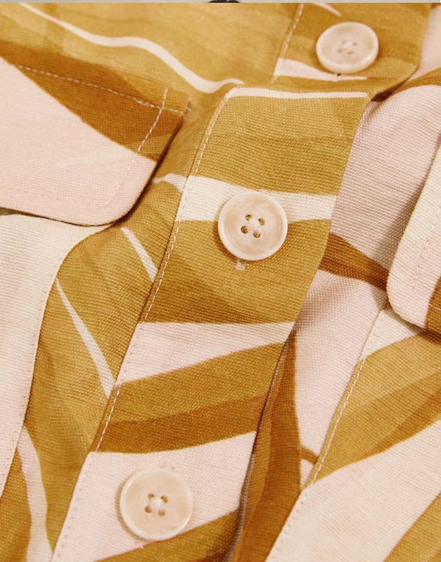 Palm Print Shirt and Short in Neutral