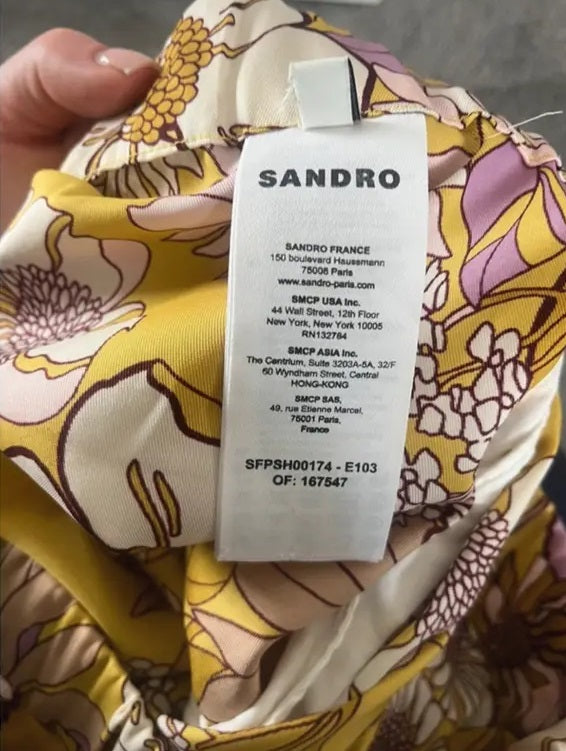 Sandro Yellow Floral Shirt with Short