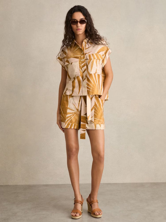 Palm Print Shirt and Short in Neutral