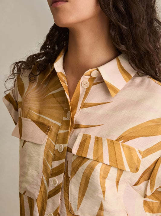 Palm Print Shirt and Short in Neutral