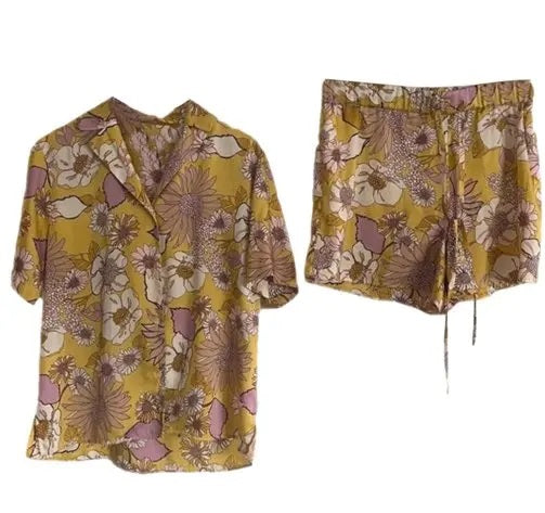 Sandro Yellow Floral Shirt with Short