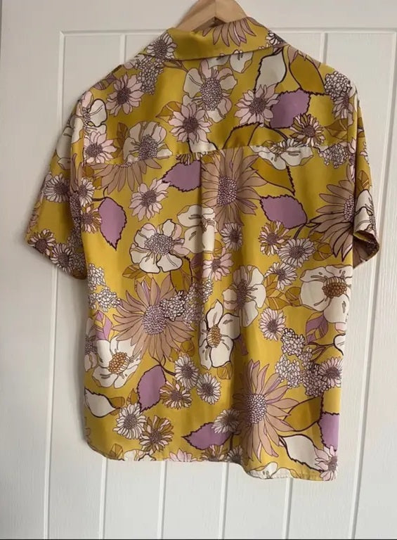Sandro Yellow Floral Shirt with Short