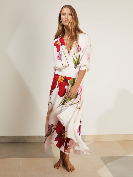 Nola Reiss | NYBG Floral-Print Maxi Dress in Ivory